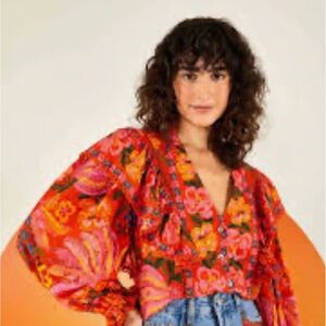 FARM Rio Spring Bananas Top Blouse M